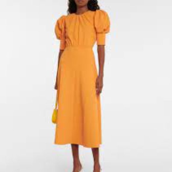 NWOT Rotate BIRGER CHRISTENSEN Orange Lavine Midi open back Dress - Picture 2 of 10